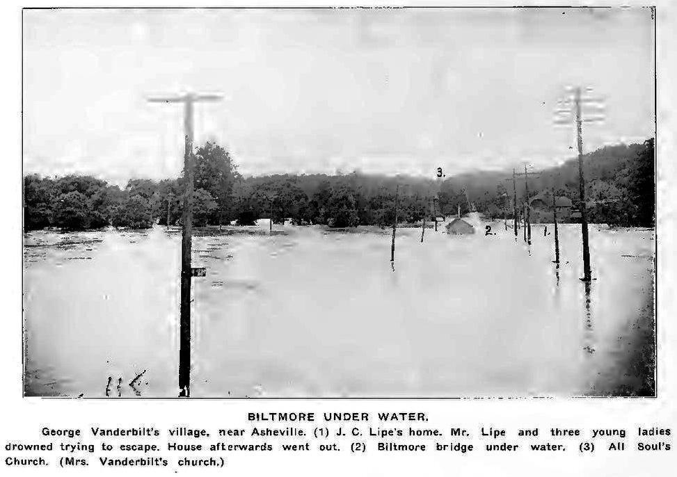 Biltmore Village under floodwater during the North Carolina flood of July 1916