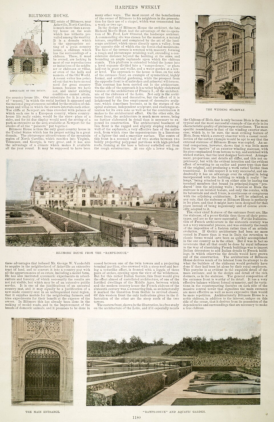 A colour print of Biltmore House dated 1896, the year after the house opened