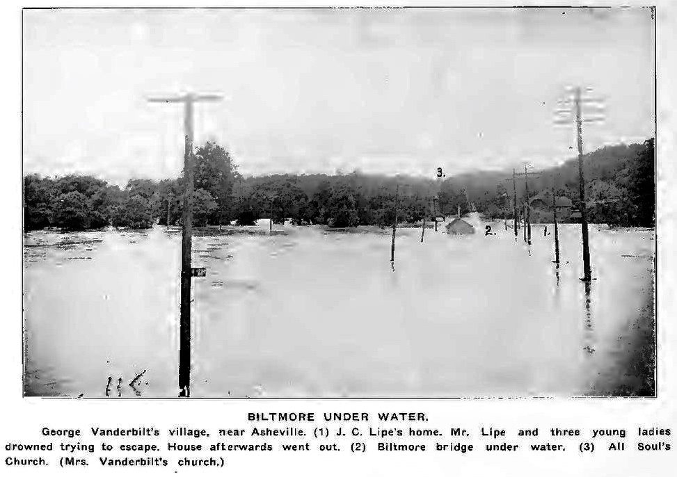 Biltmore Village under floodwater during the North Carolina flood of July 1916
