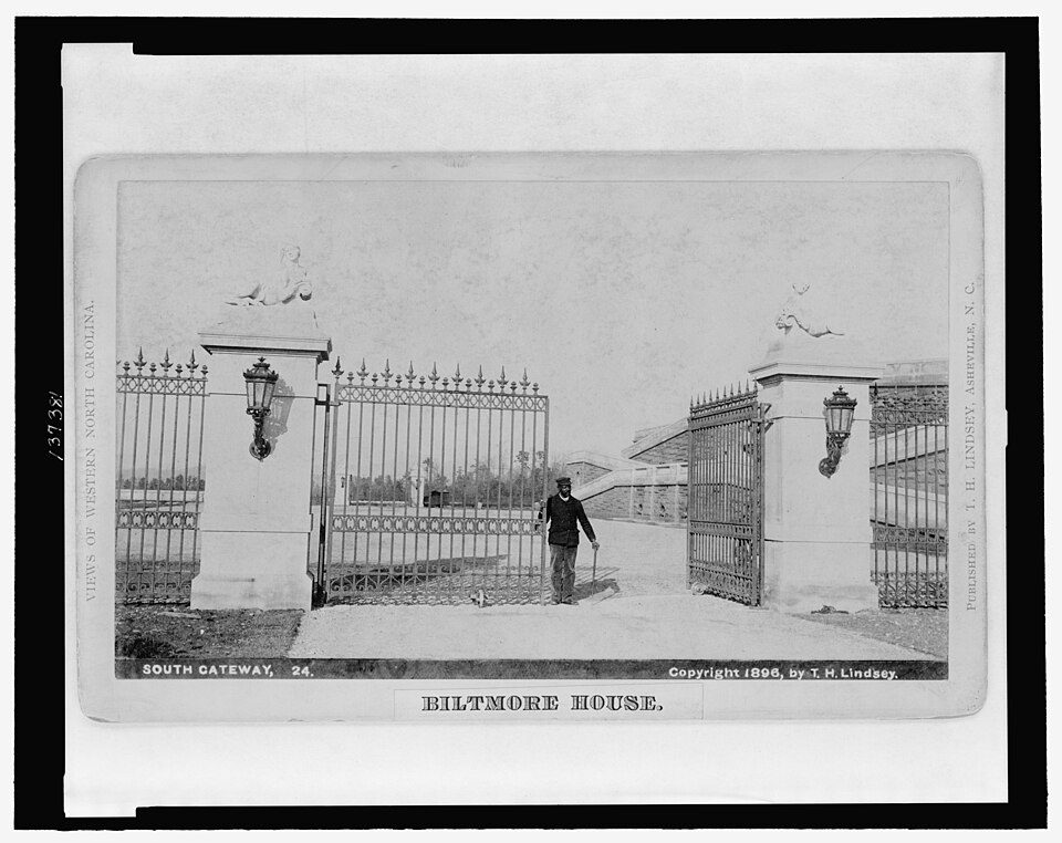 The south gateway at Biltmore House photographed in 1896