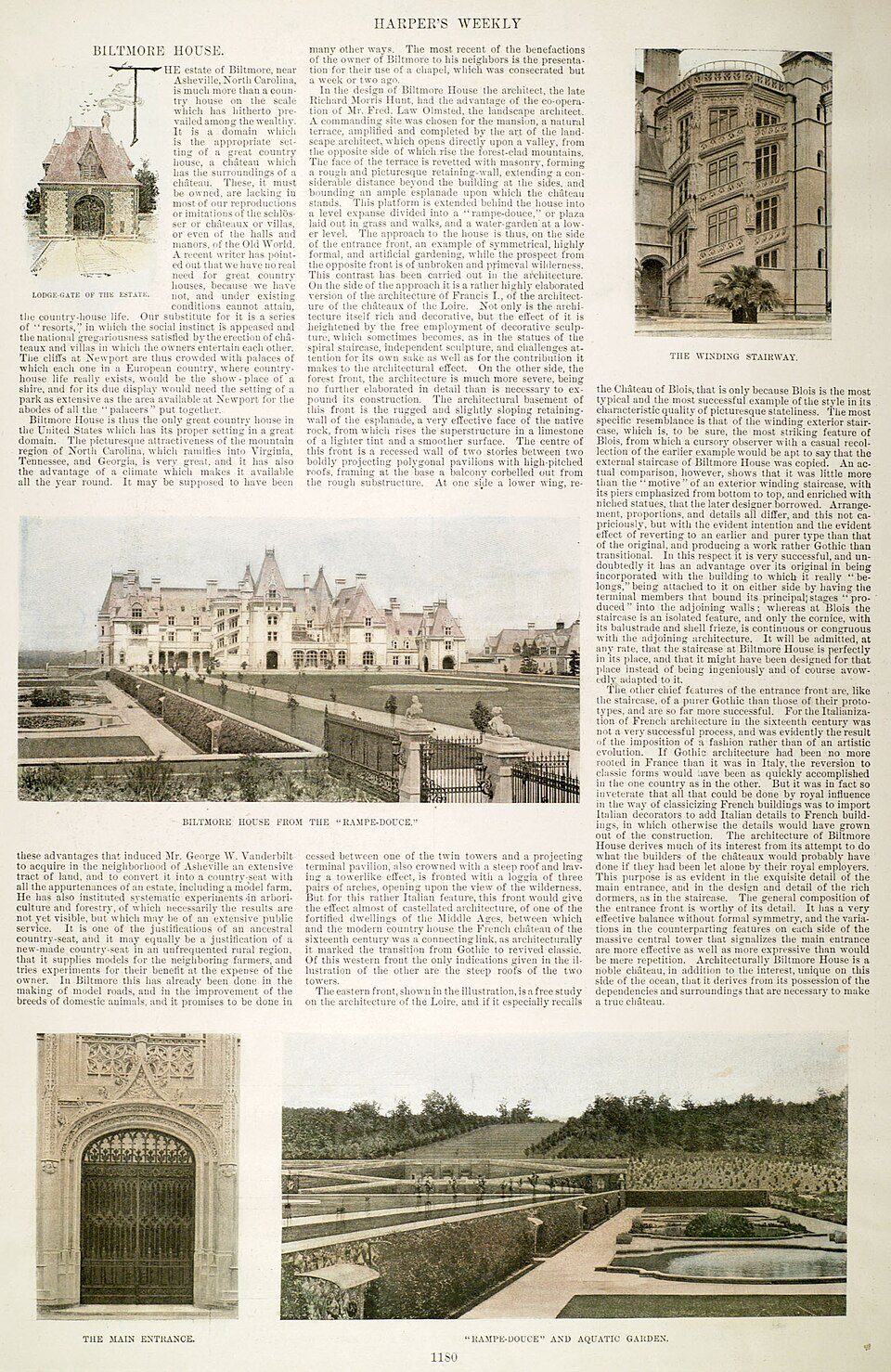 A colour print of Biltmore House dated 1896, the year after the house opened