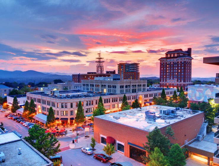 Aerial view of downtown Asheville, North Carolina