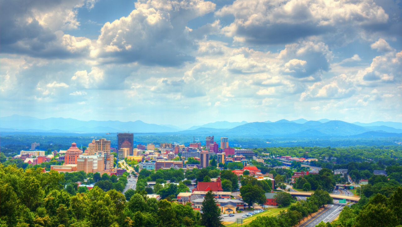 Aerial view of downtown Asheville, North Carolina