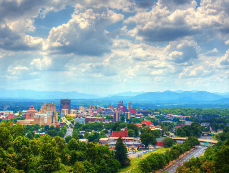 Aerial view of downtown Asheville, North Carolina