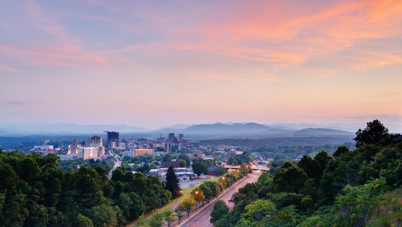 Aerial view of downtown Asheville, North Carolina