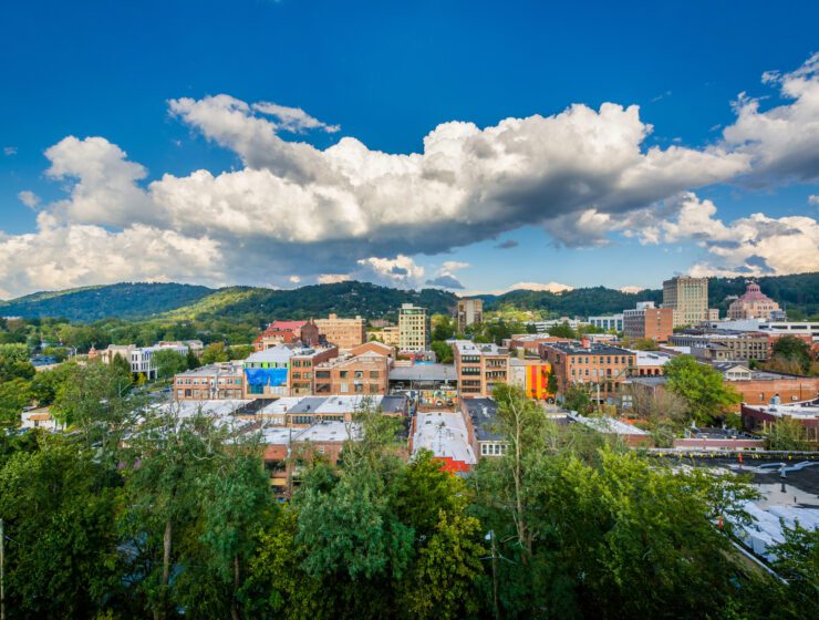 Aerial view of downtown Asheville, North Carolina