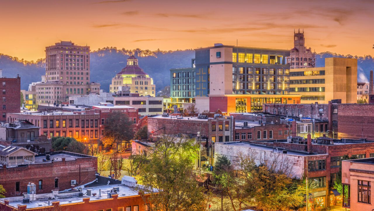 Aerial view of downtown Asheville, North Carolina