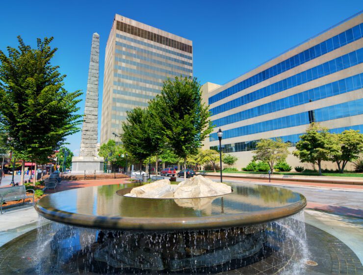 Pack Square in downtown Asheville, North Carolina, USA