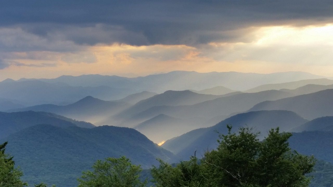 Blue Ridge Parkway with Mountain Views at Sunrise
