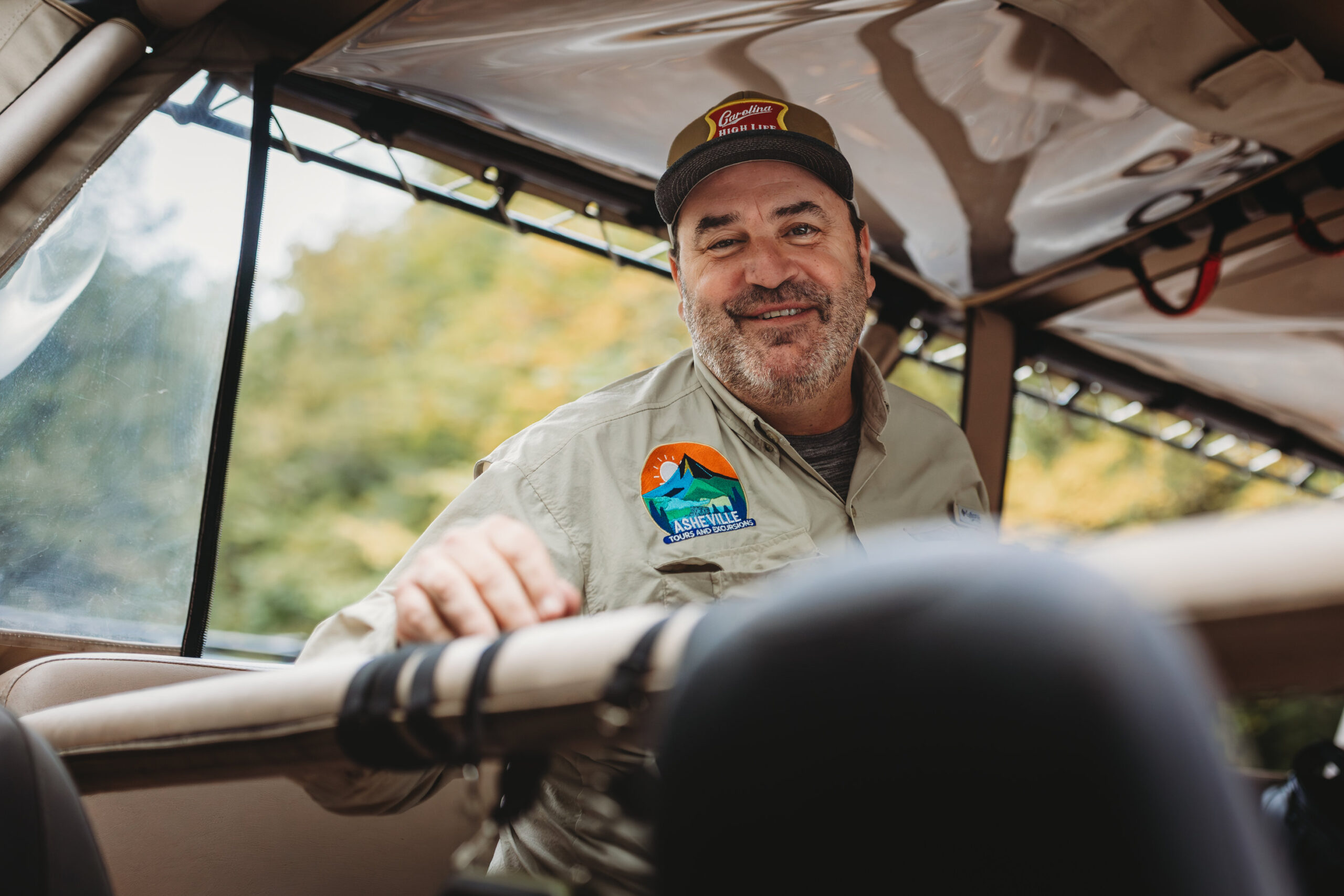 Guests on a guided Jeep tour